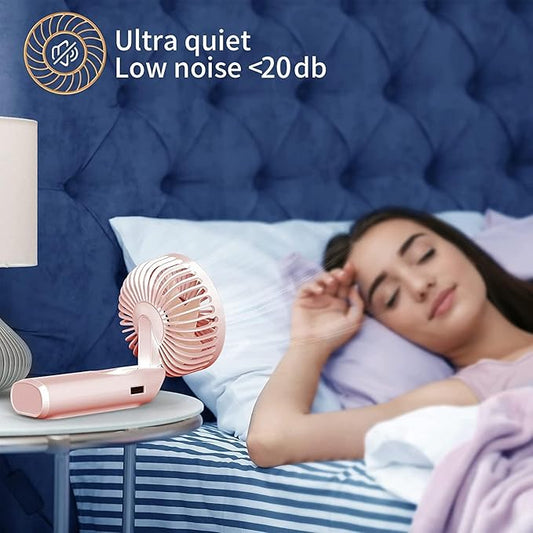 Portable Hand Fan, Mini Rechargeable Small Fan, 4000mAh Long-Lasting Battery Fan, 180° Foldable Table Fan, 6-Speed Quiet Fan with LED Display